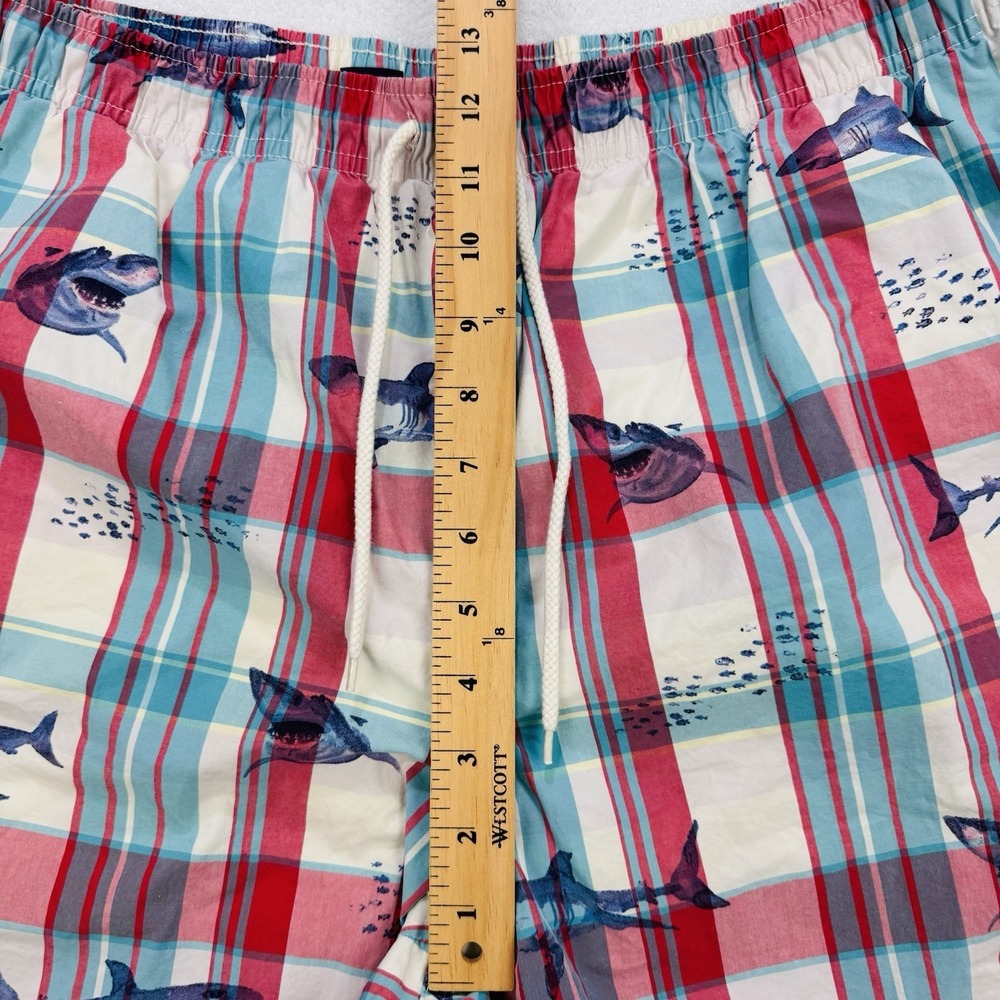 Ralph Lauren Polo Sport Swim Shorts Plaid RWB Sharks Trunks Suit XL Fish VTG Y2K - Picture 6 of 8